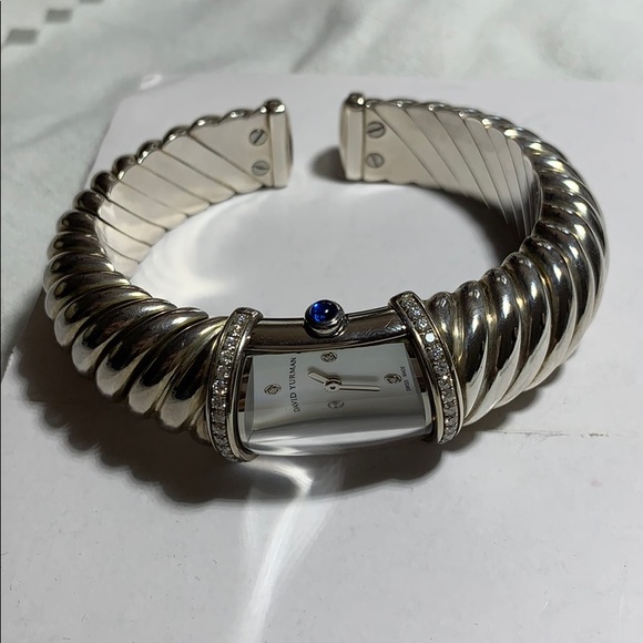 David Yurman T-209M 925 Diamond Bezel Cuff watch - Picture 8 of 11